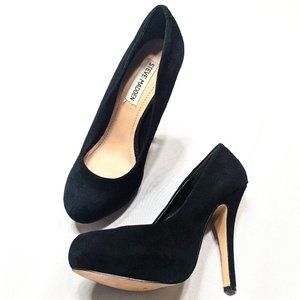 Black Leather Suede Traisie Closed Toe Pumps 6.5